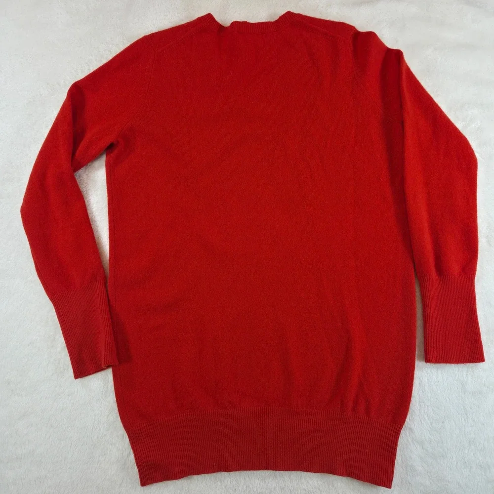 Ann Mashburn Women V-Neck Sweater XS Red 100% Cashmere Knit Flawed